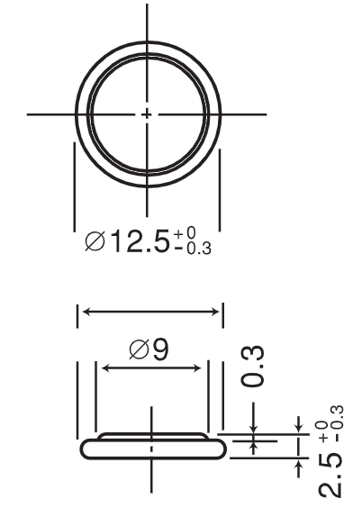 Dimensions of CR1225 Battery 